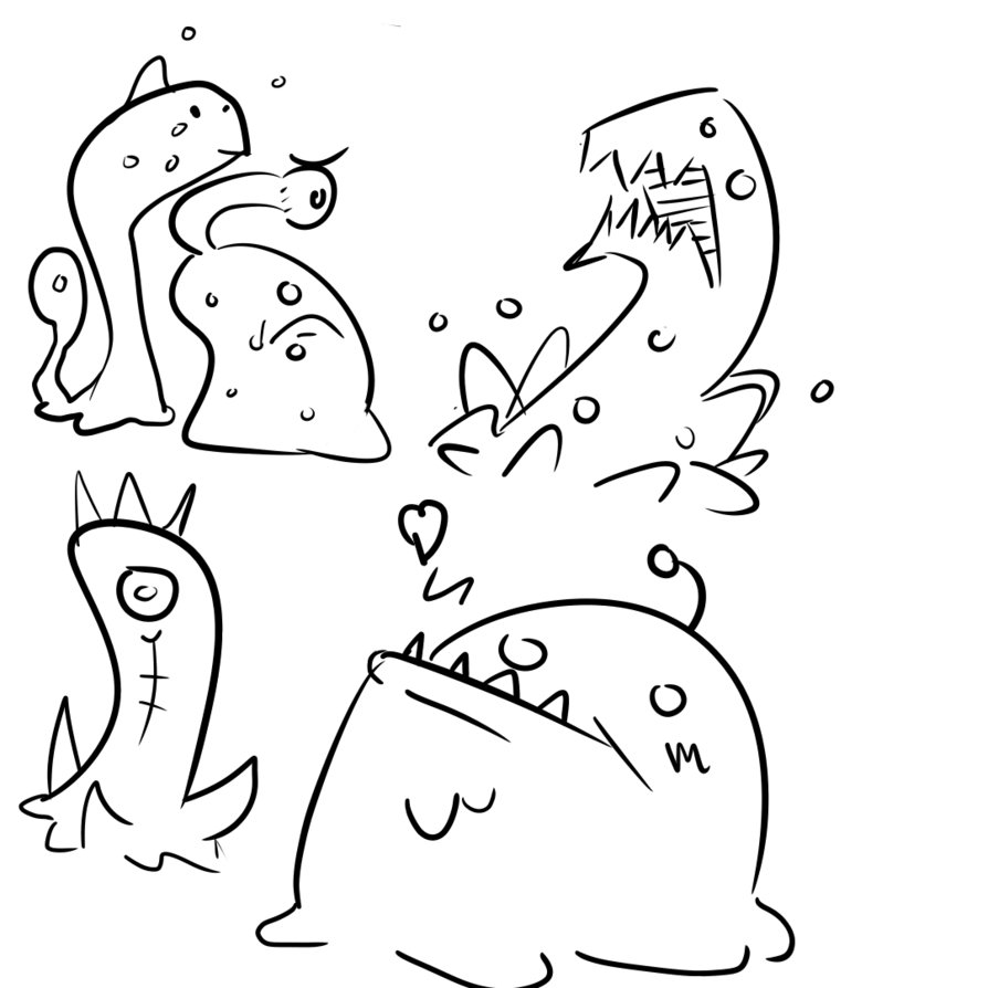 894x894 Slime Monster Sketches By Spiralgenie