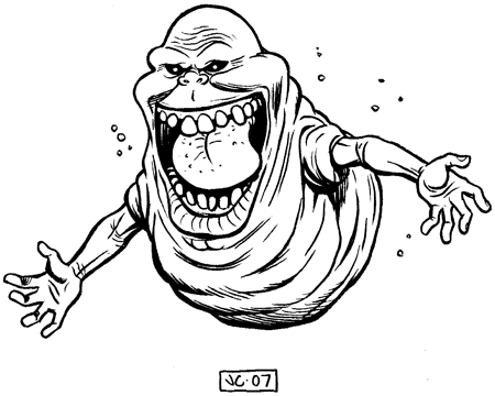 450x360 Ghostbusters Cartoon Slimer Coloring Page