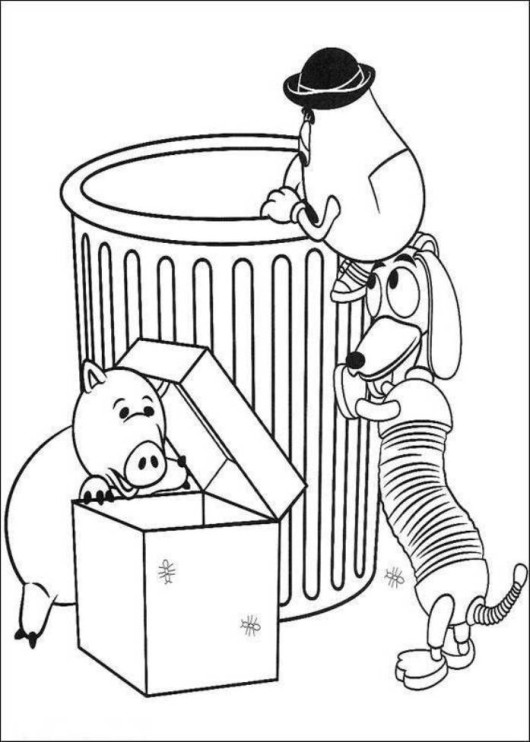 530x742 Slinky Dog Take Out The Trash Toy Story Coloring Pages