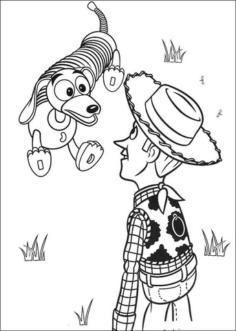 343x480 Woody, Sheriff And Slinky Dog Coloring Page Free Printable