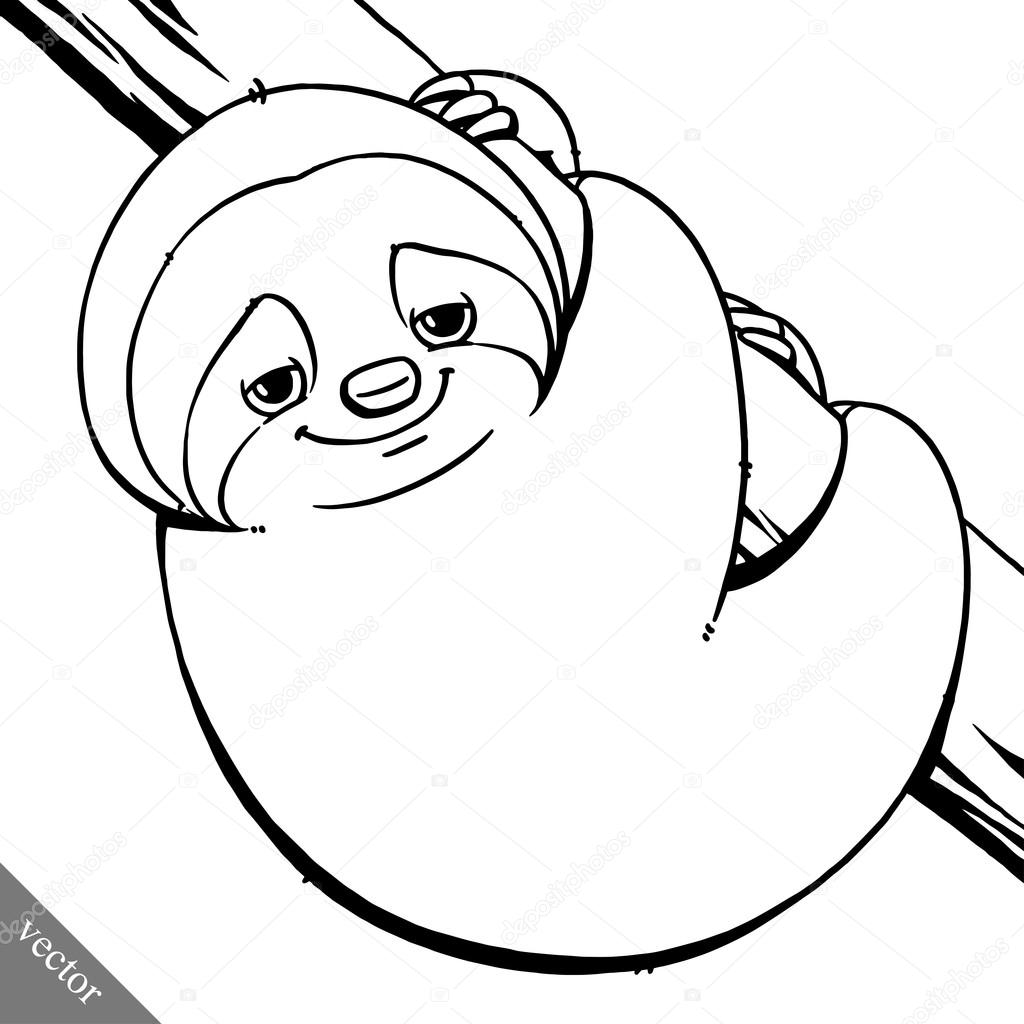 1024x1024 Funny Cartoon Cute Fat Vector Sloth Illustration Stock Vector