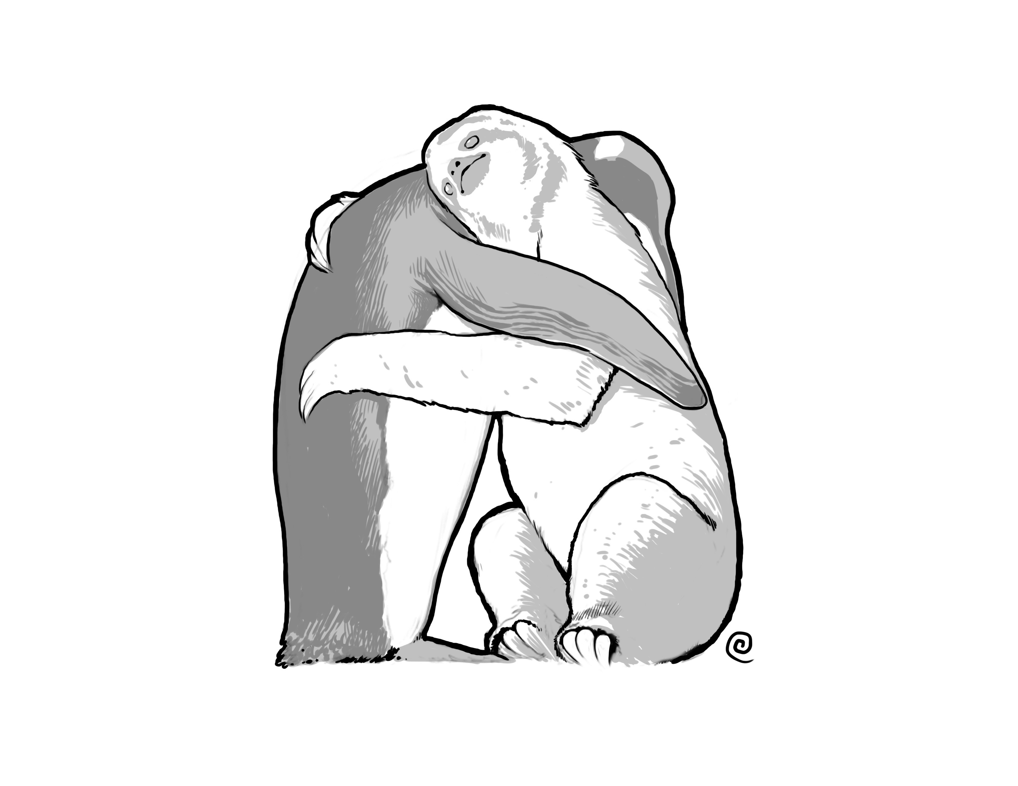 3300x2549 Had Friends And The Internet Draw Me A Sloth Hugging A Penguin. My