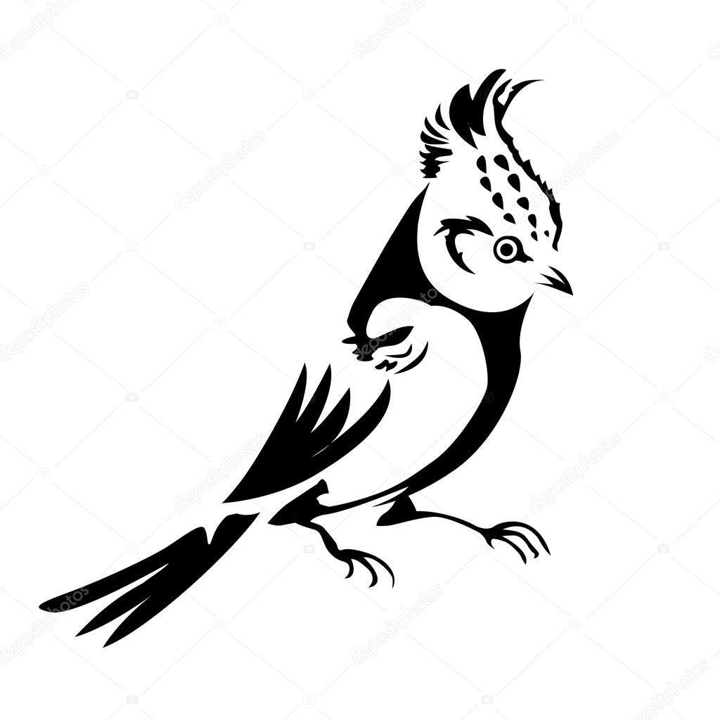 1024x1024 Vector Silhouette Of The Small Bird On White Background Stock