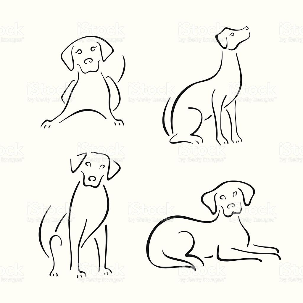 1024x1024 Four Stylized Dogs On A White Background. Dog Design, Design Set