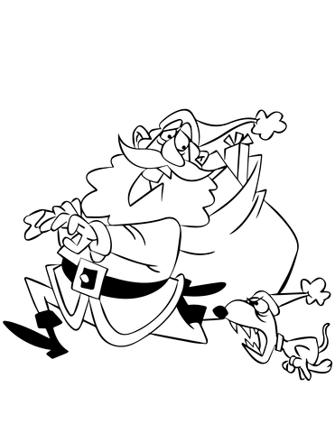 371x480 Santa Getting Chased By Small Dog Coloring Page Free Printable