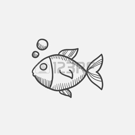 450x450 Fish In Aquarium Vector Sketch Icon Isolated On Background. Hand