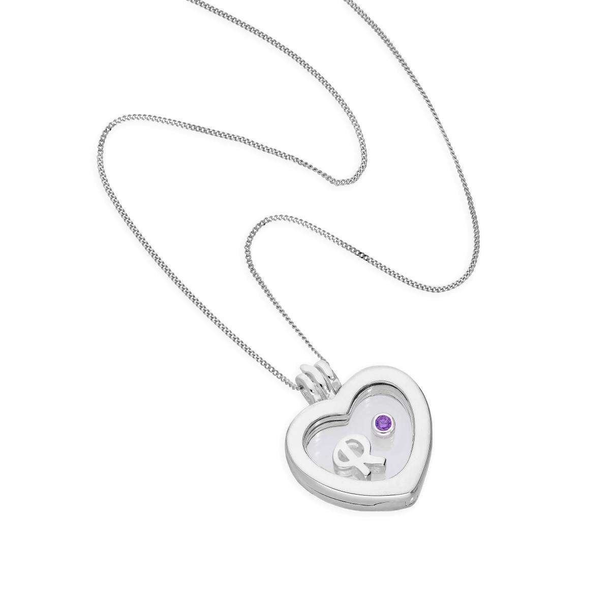 1200x1200 Small Floating Letter Amp Birthstone Charm Heart Locket In Sterling
