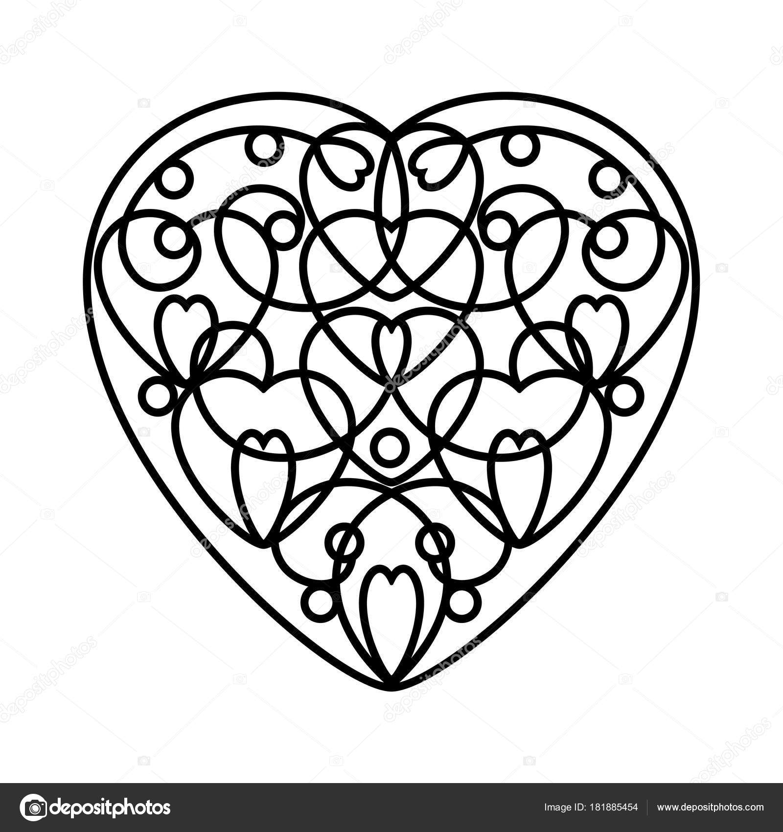 1600x1700 Contour Heart Contours Small Hearts Hand Draw Doodle Black White
