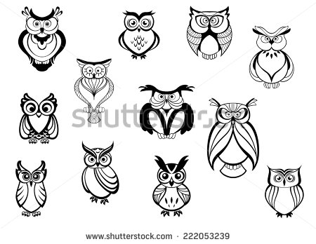450x348 Cute Owls And Owlets Set Isolated On White Background In Cartoon