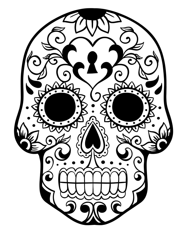 600x750 Printable Sugar Skull Coloring Pages