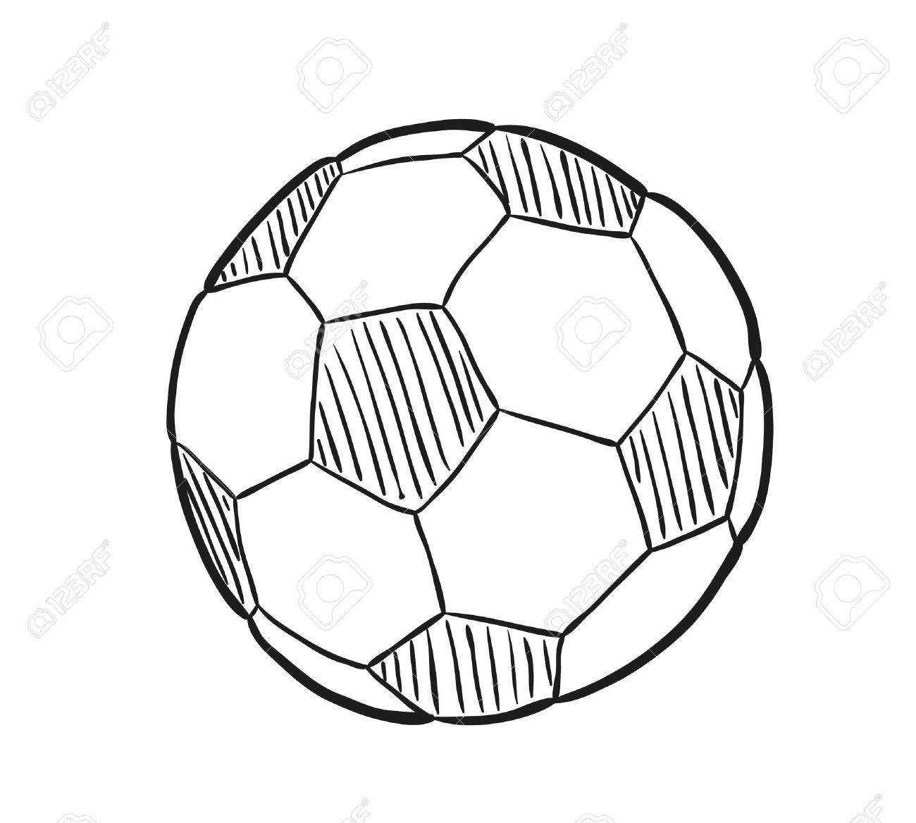 1300x1168 Sketch Of The Football Ball On White Background, Isolated Royalty