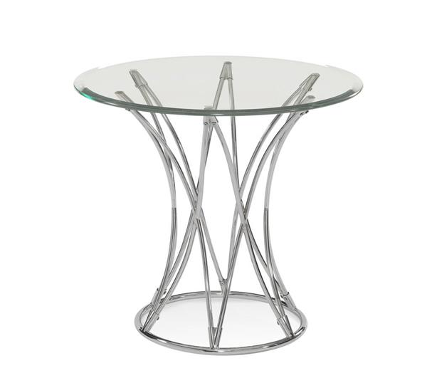 600x531 Mercer Modern Chrome Metal Glass Round End Table Bassett Mirror