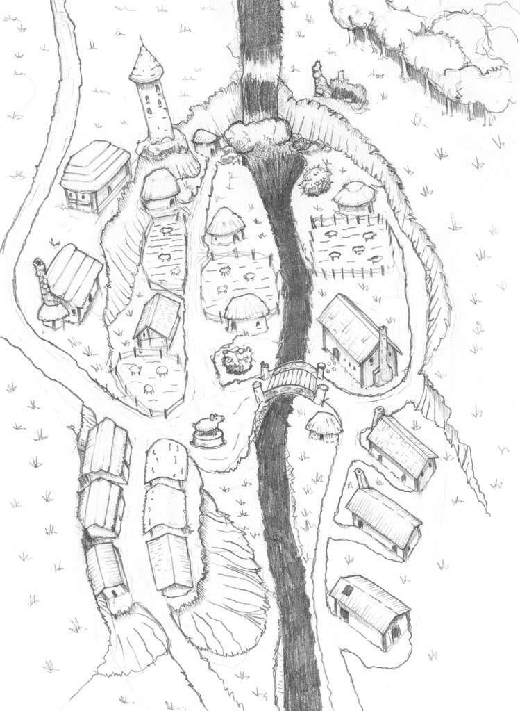 749x1023 Wip] Hand Drawn Village Of Pigdivot