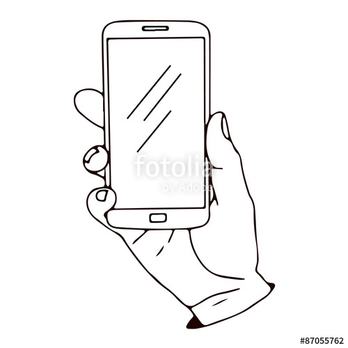 500x500 Smartphone In Hand. Vector Illustration, Icon, Element For Design