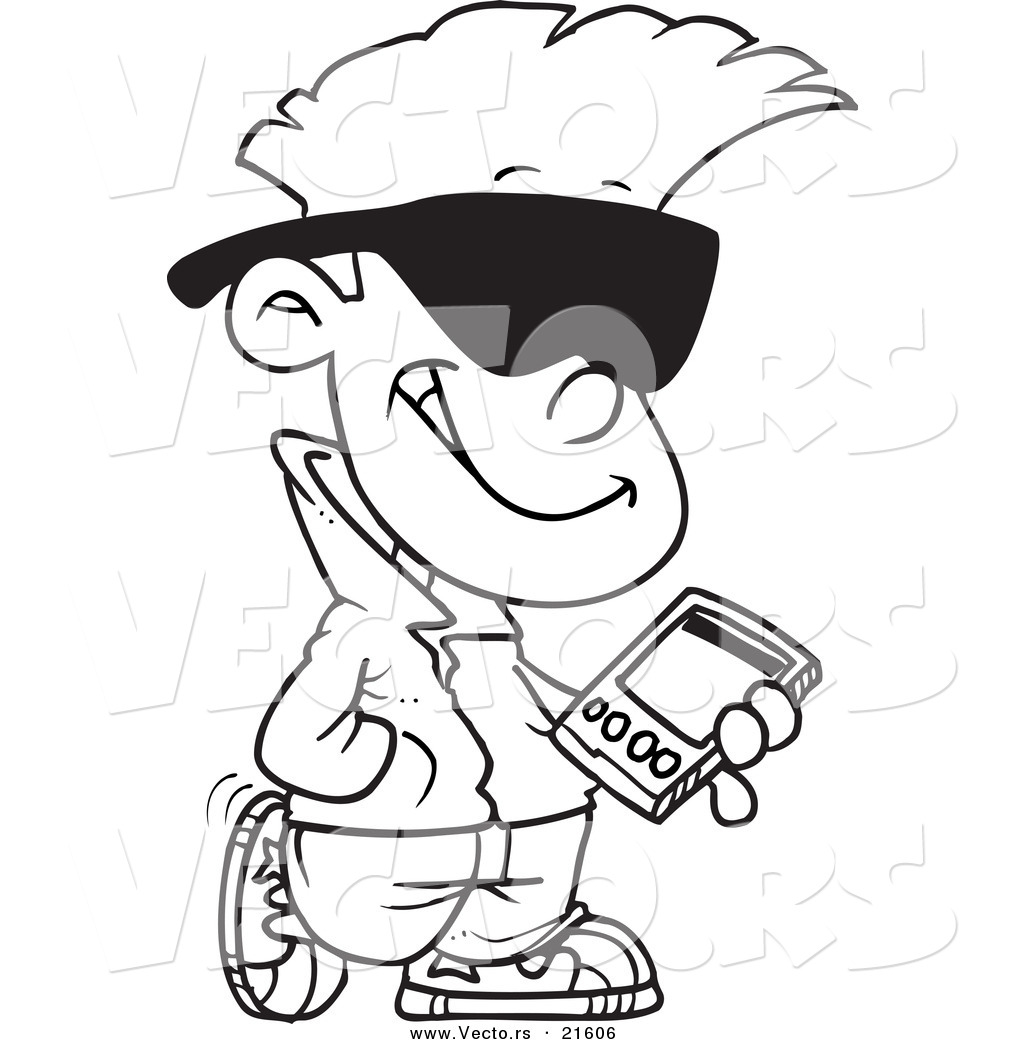 1024x1044 Vector Of A Cartoon Cool Kid Carrying A Smart Phone