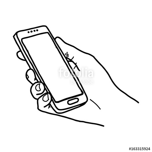 500x500 Right Hand Holding Big Smartphone With Home Button And Blank