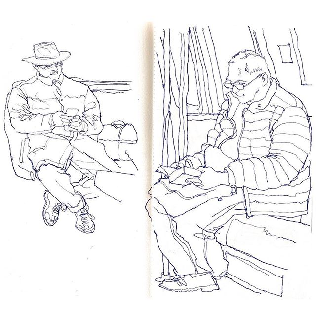 640x640 A Couple Of Commuter Sketches From The Red Line Today. Ballpoint