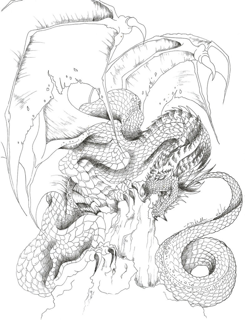 783x1021 Smaug Lineart By Khaoseden