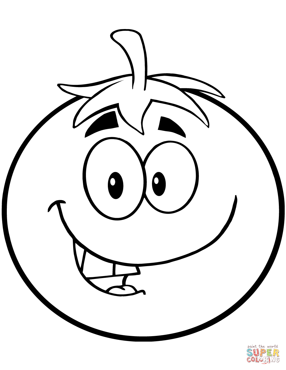 1005x1300 Smiling Tomato Cartoon Character Coloring Page Free Printable