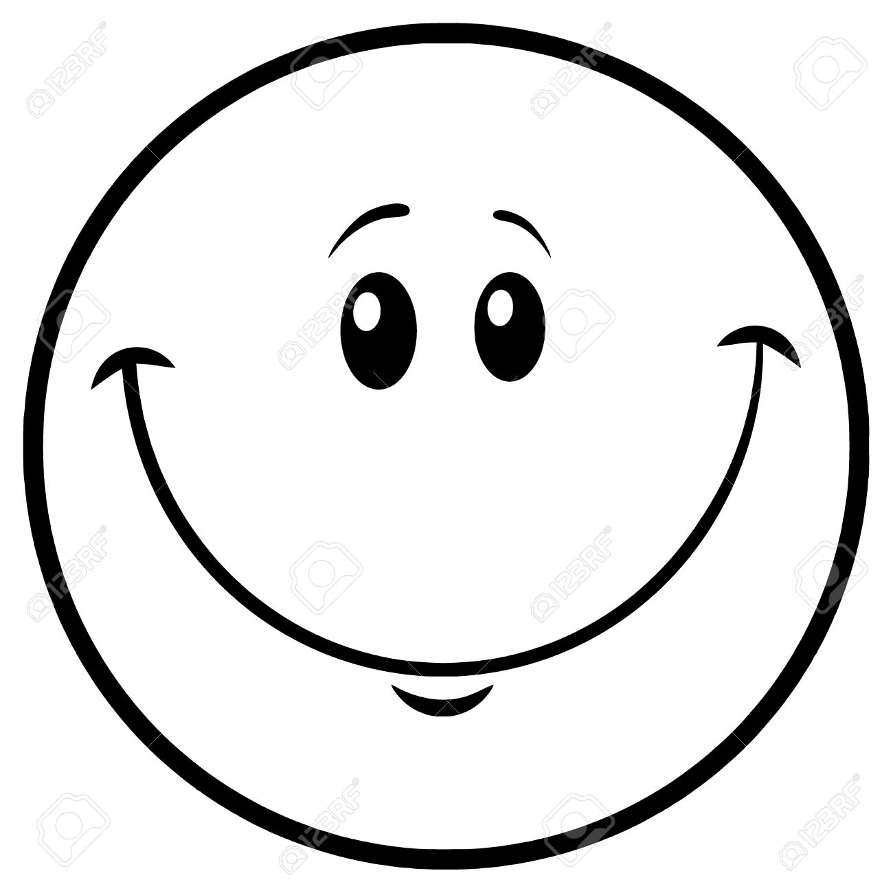 1300x1300 Black And White Smiley Face Cartoon Character. Illustration