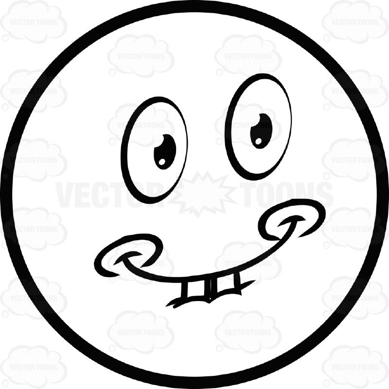 800x800 Large Wide Eyed Black And White Smiley Face Emoticon With Buck