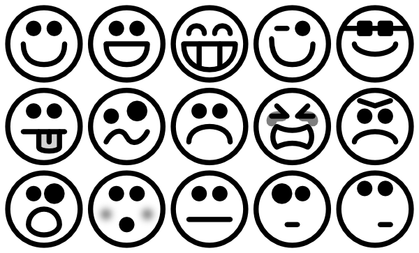 600x363 Outline Smiley Icons Clip Art