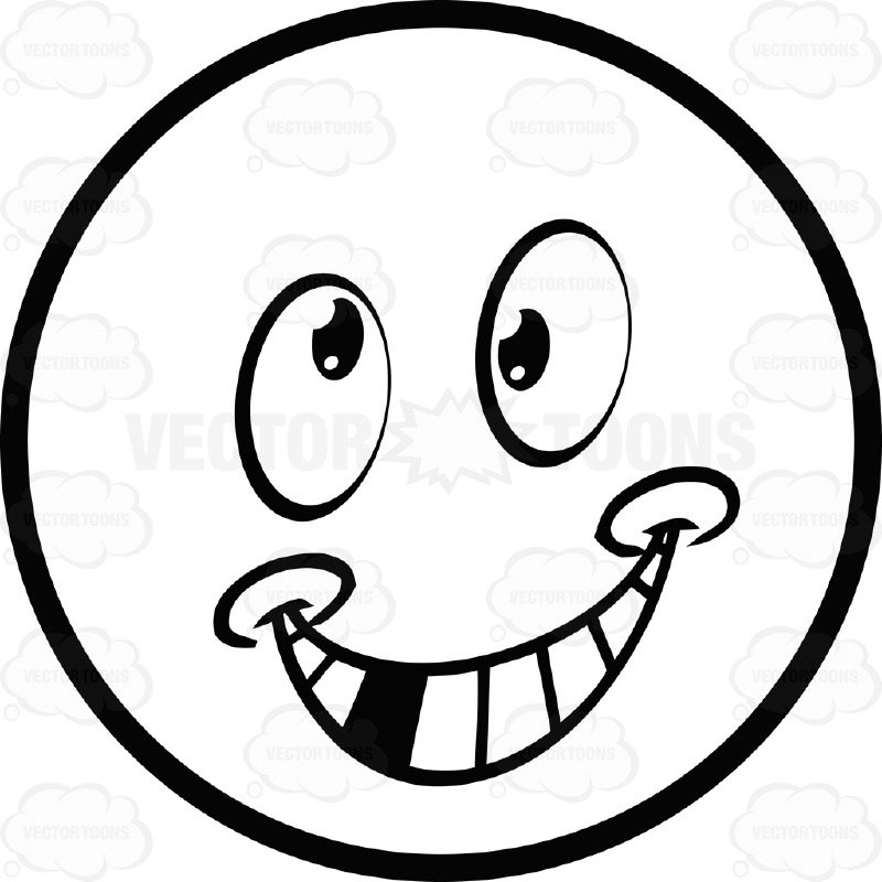 800x800 Happy Face Crazy Smile Large Eyed Black And White Smiley Face