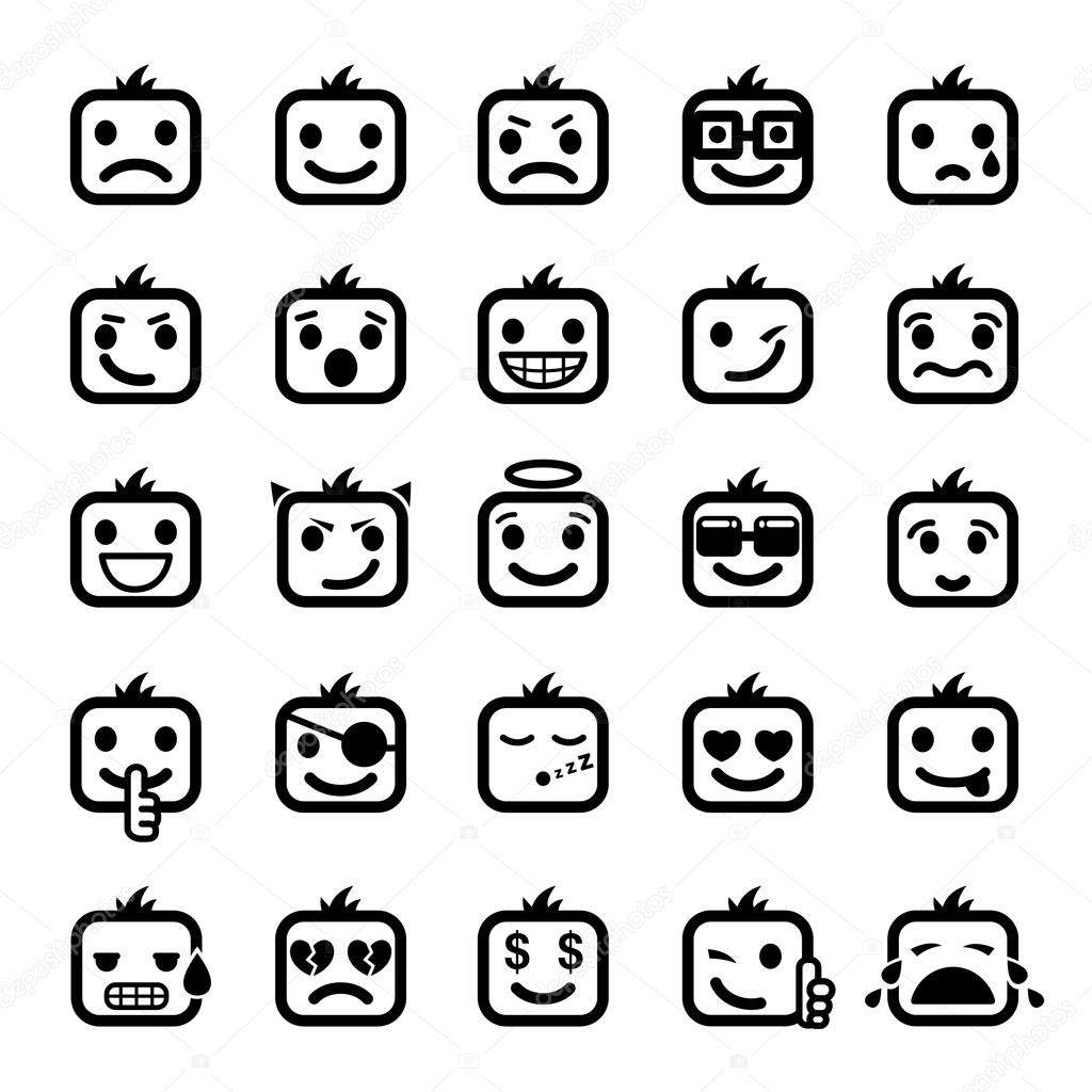 1024x1024 Set Of 25 Smiley Faces Stock Vector Bogalo