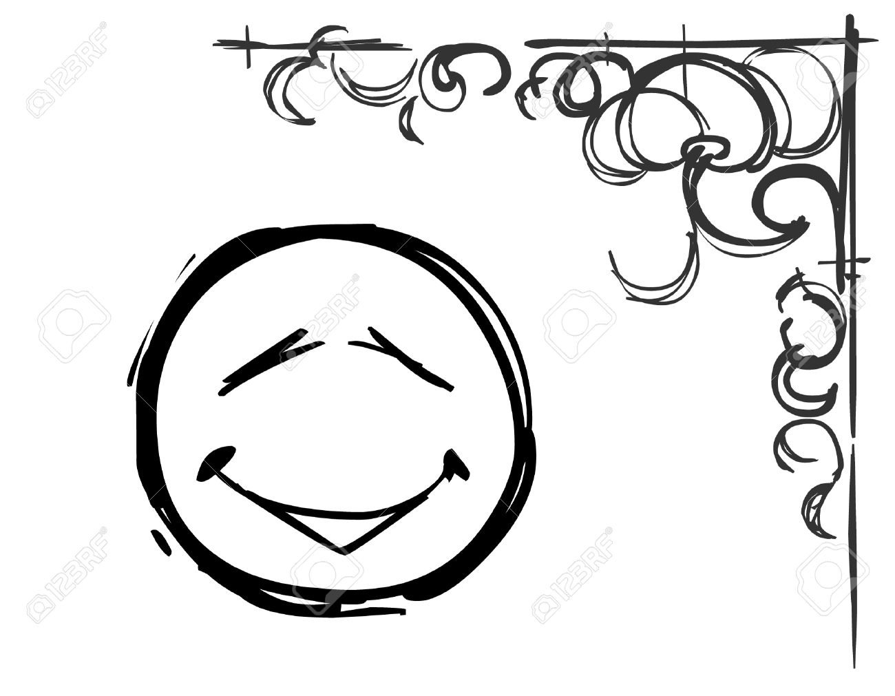 1300x1011 Smiley Face And Pattern In The Corner Draw A Pencil Royalty Free
