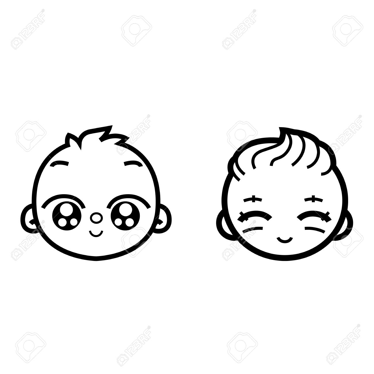 1300x1300 Face Baby Girl Newborn Baby Boy Cute Face Smile Stylized Vector