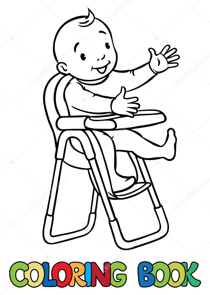 731x1023 Funny Smiling Baby In The Highchair Stock Vector Passengerz