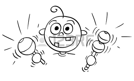 450x271 Hand Drawing Cartoon Vector Illustration Of Baby Drinking