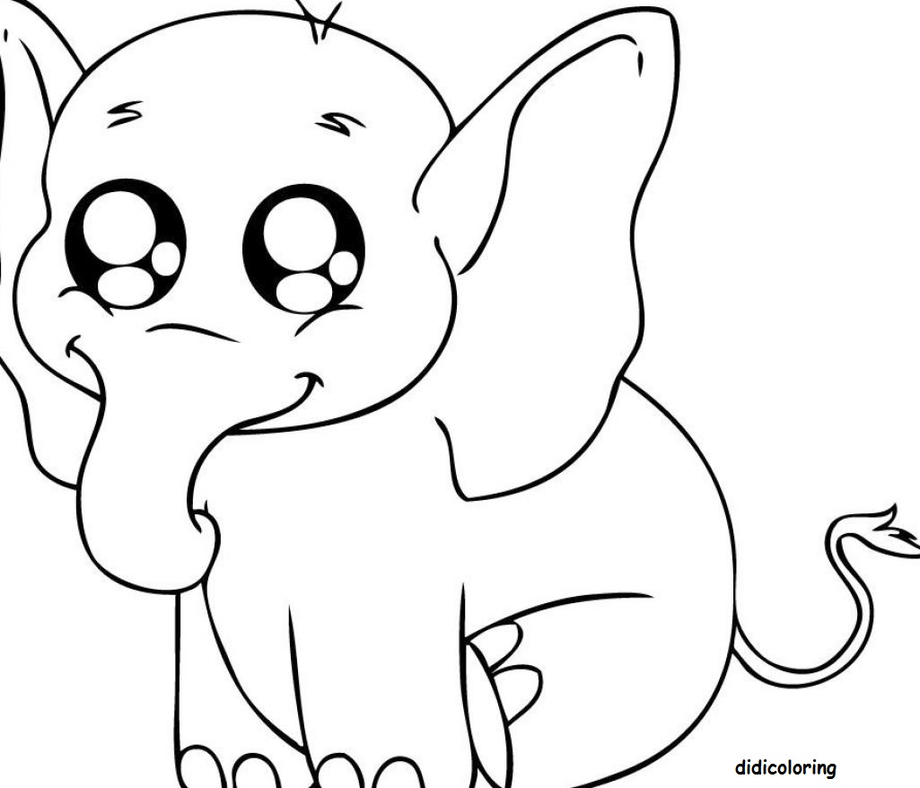 1025x878 Printable Baby Elephant Smiling For Kids Coloring