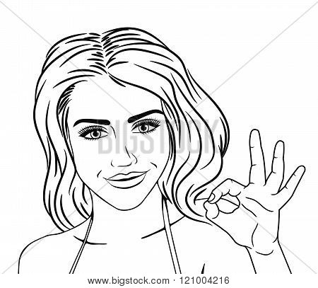 450x407 Line Art Young Woman Smiling Face Vector Amp Photo Bigstock