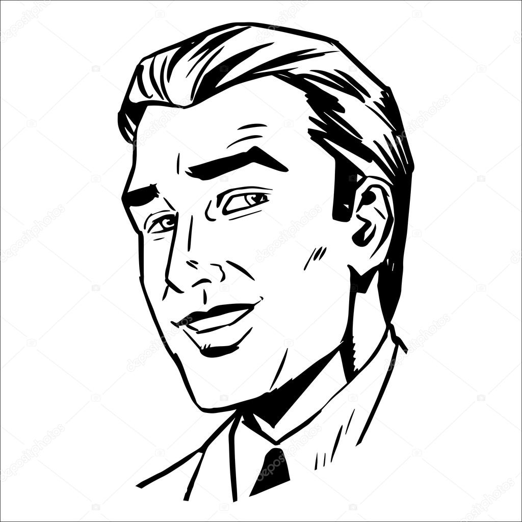 1024x1024 Man Face Smiling Sketch Graphics Stock Vector Studiostoks