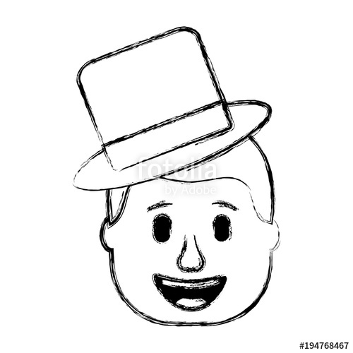 500x500 Smiling Face Man With Hat Happy Vector Illustration Sketch Design