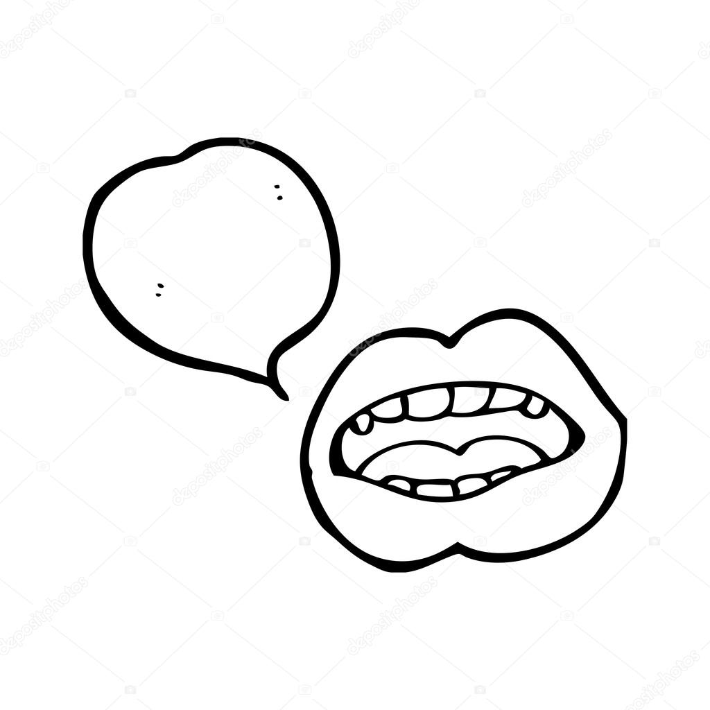 1024x1024 Cartoon Talking Lips With Speech Bubble Stock Vector