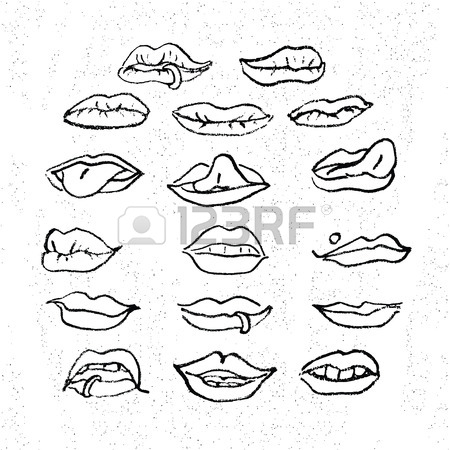 450x450 Lips Set, Attractive Human Mouths. Cartoon Mouth Icons. Every
