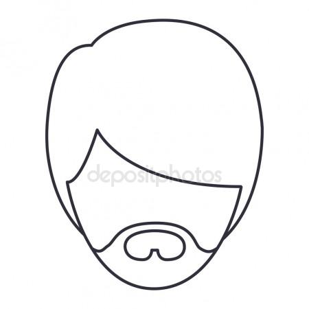 450x450 Monochrome Hand Drawing Contour Of Smiling Face Of Man With Beard
