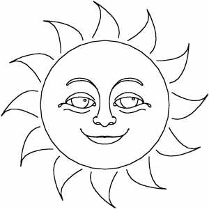 300x300 Smiling Sun Coloring Page
