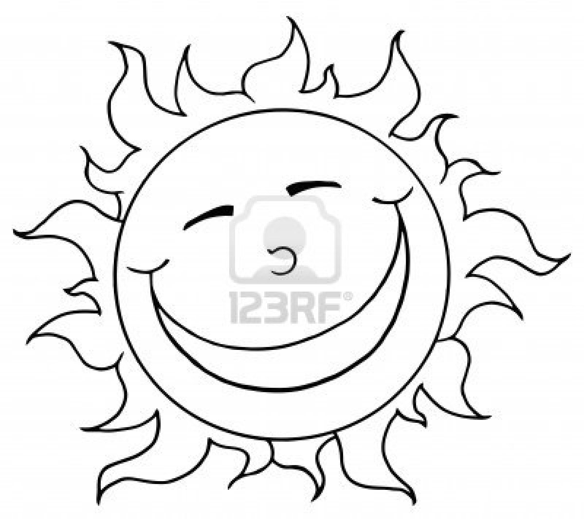 1200x1068 Outlined Smiling Sun Mascot Cartoon Character Stock Photo