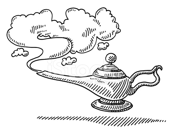 566x440 Magic Lamp Smoke Drawing Stock Vector