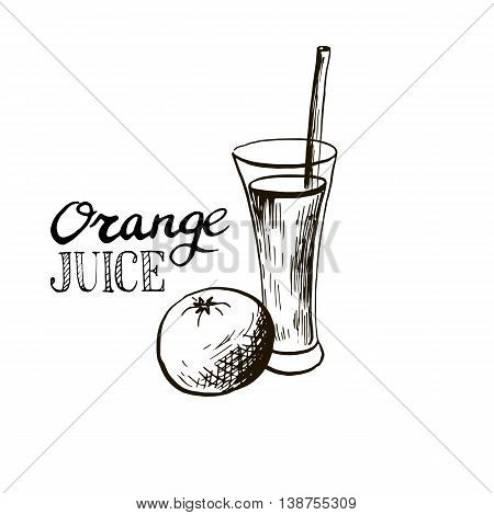 450x470 Hand Drawn Orange Juice Glass, Vector Amp Photo Bigstock