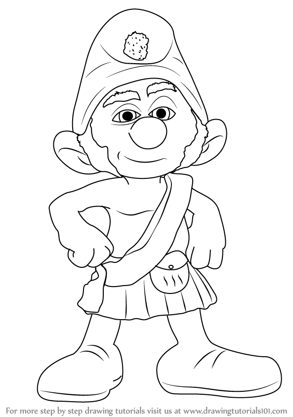 593x844 Learn How To Draw Gutsy Smurf From The Smurfs (The Smurfs) Step By