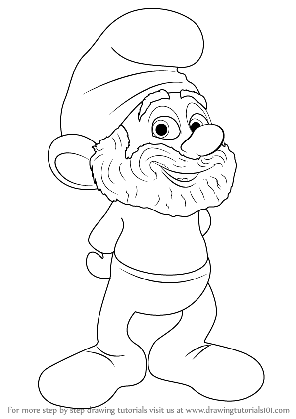 598x844 Learn How To Draw Papa Smurf From The Smurfs (The Smurfs) Step By