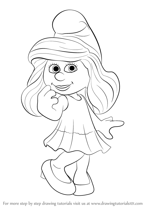 595x839 Learn How To Draw Smurfette From The Smurfs (The Smurfs) Step By