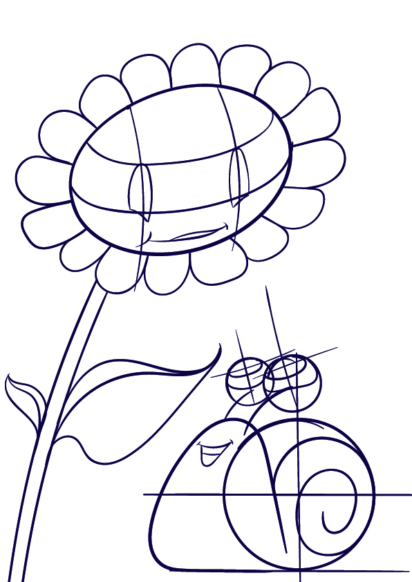 596x843 Learn How To Draw A Sunflower And A Snail