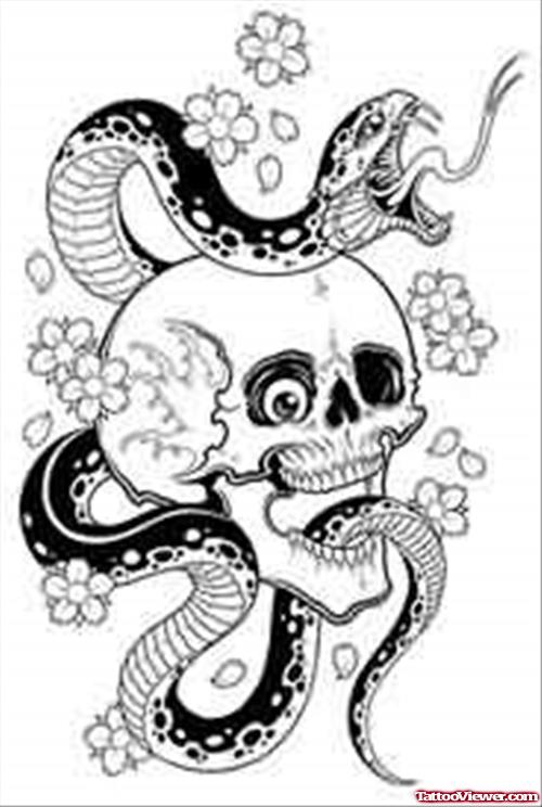 500x744 Skull And Snake Tattoo Design Tattoo