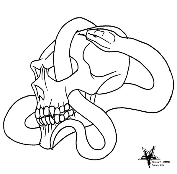 600x589 Skull And Snake Flashart By Almigh T