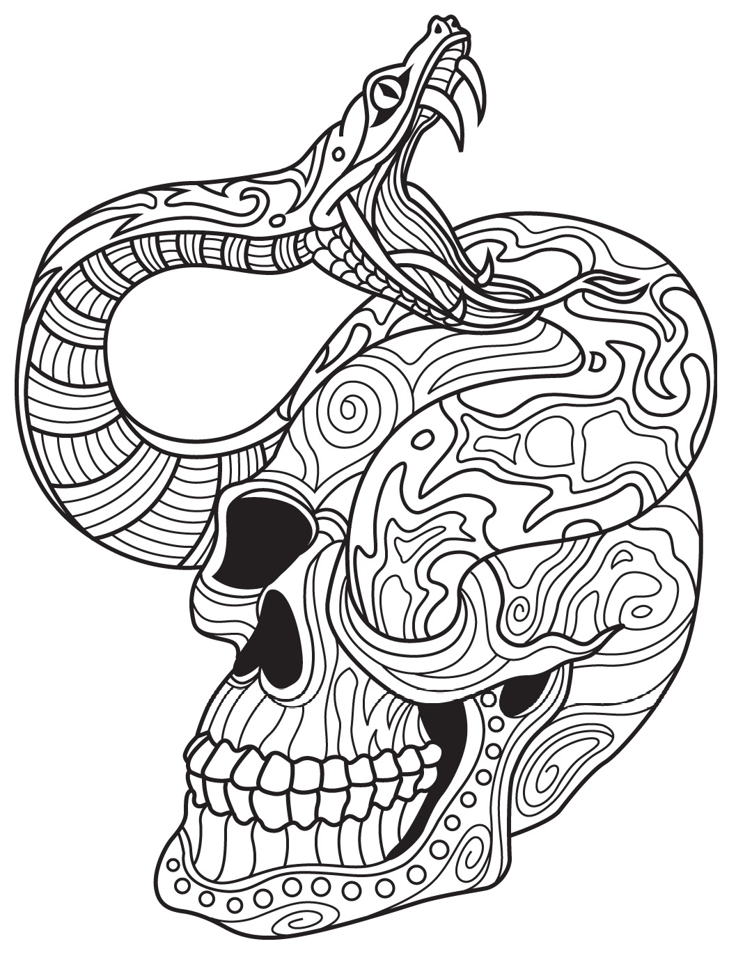 1047x1369 Snake And Skull Colorish Coloring Book App For Adults By